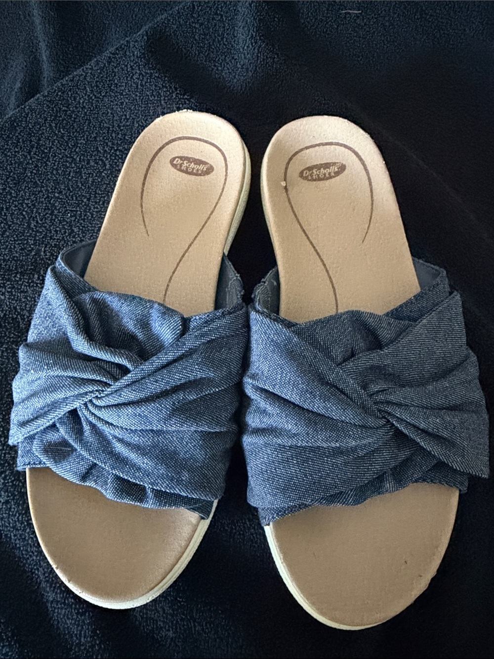 Dr. Scholl's Blue Knotted Slide Mules